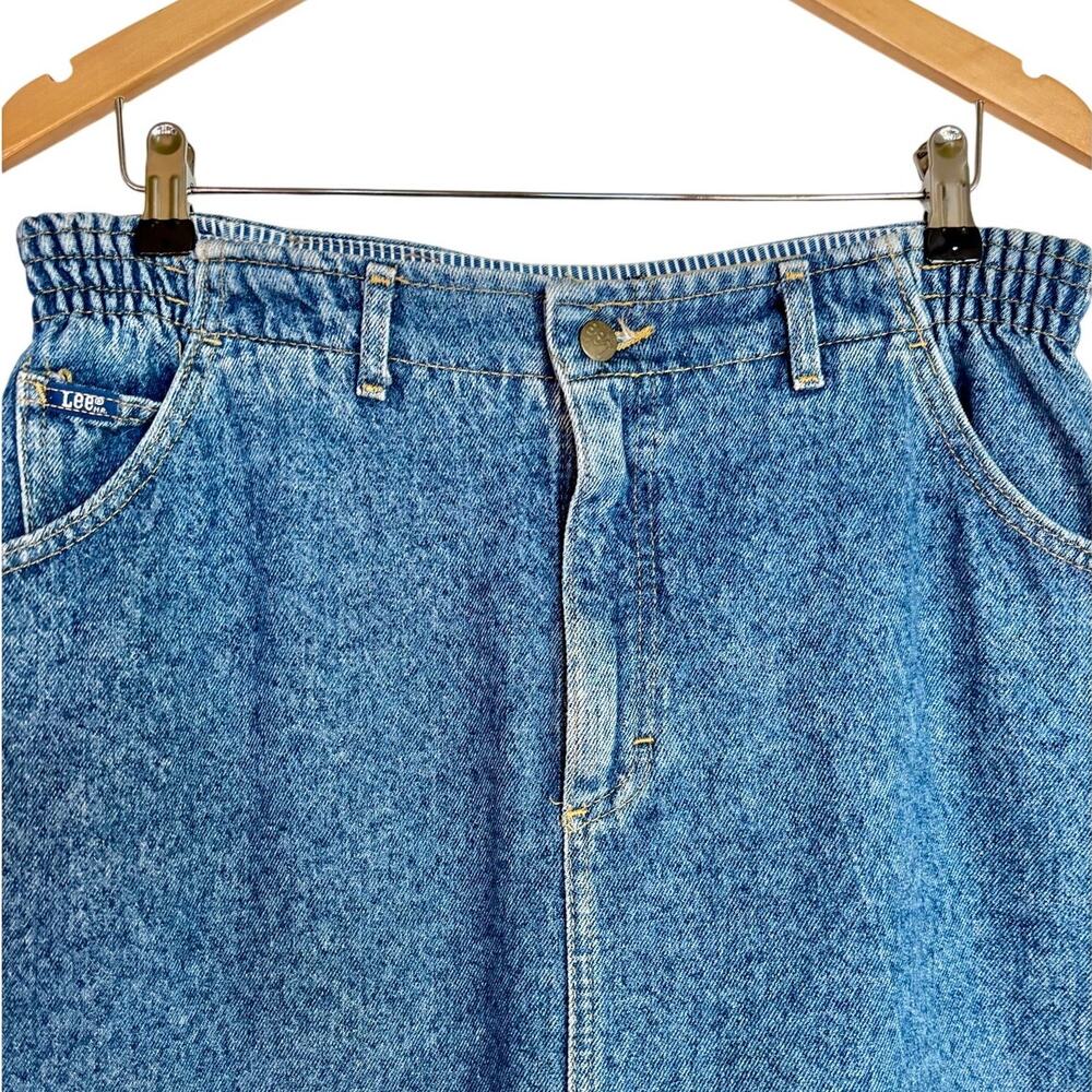 VNTG 90s Denim Jean Midi Skirt Normcore Classic Grunge Made in USA Large - Picture 4 of 5